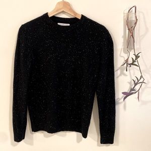 Everlane Cashmere Classic Crew Sweater Black Donegal XS